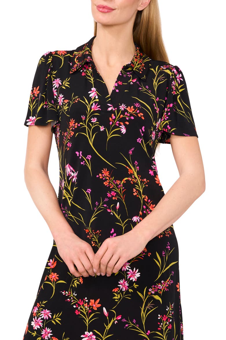 Print Polo Minidress, Alternate, color, RICH BLACK