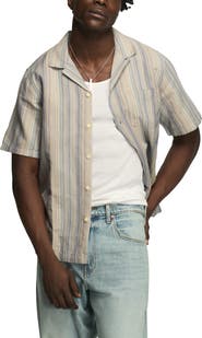 Lucky Brand Stripe Cotton Camp Shirt