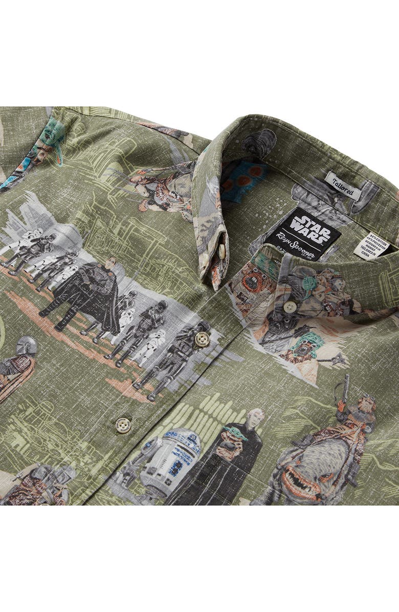 Reyn Spooner Men's Tailored Fit Mandalorian Print Short Sleeve Button-Down Shirt, Alternate, color,