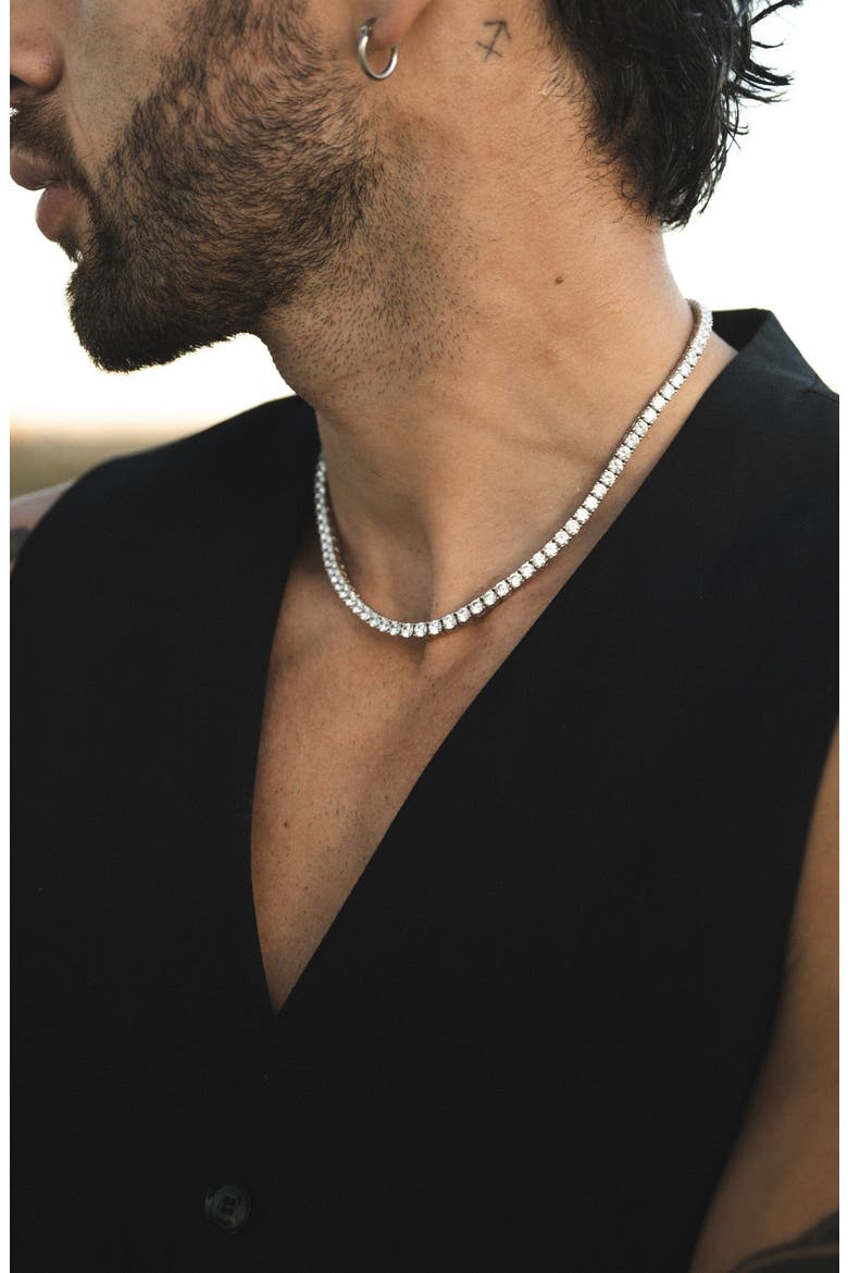 Tennis Necklace, Alternate, color, Silver