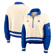 Nike Women's Nike Natural/Royal Duke Blue Devils Oversized Legacy Color Block Cropped Quarter-Zip Pullover