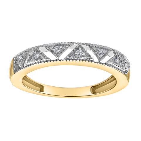 Prism 14K Gold Round Diamond Studded Stackable Ring - 0.05cts