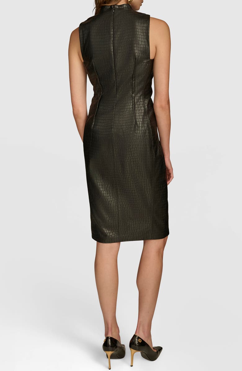 Donna Karan New York Croc Embossed Faux Leather Sheath Dress, Alternate, color, 