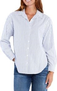 Wash Lab Denim Slick Stripe Cotton Blend Button-Up Shirt