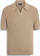 ZEGNA Waffle Stitch Premium Cotton Polo Sweater