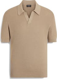 ZEGNA Waffle Stitch Premium Cotton Polo Sweater