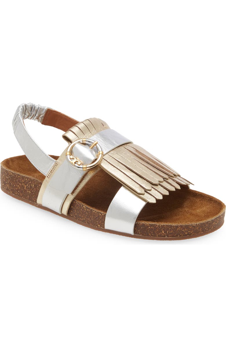 Tory Burch Logo Kiltie Sandal, Main, color,