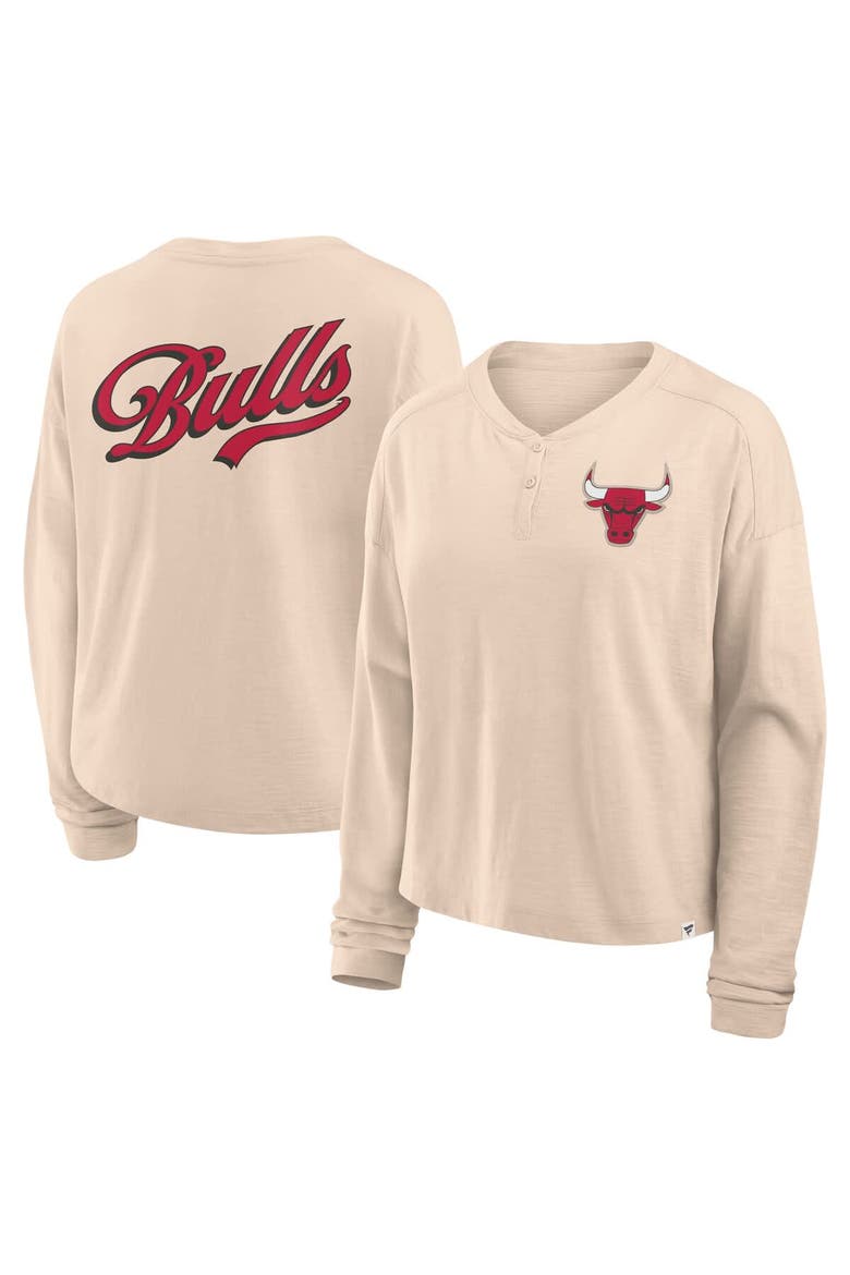Women's Fanatics Natural Chicago Bulls Boxed Out Drop Fashion Long Sleeve T-Shirt, Main, color, Natural