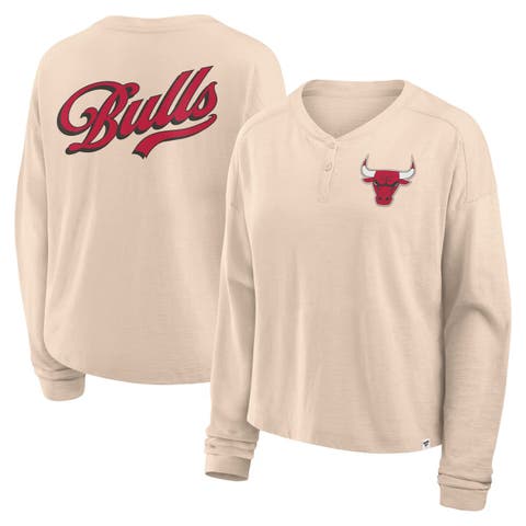 Women's Fanatics Natural Chicago Bulls Boxed Out Drop Fashion Long Sleeve T-Shirt
