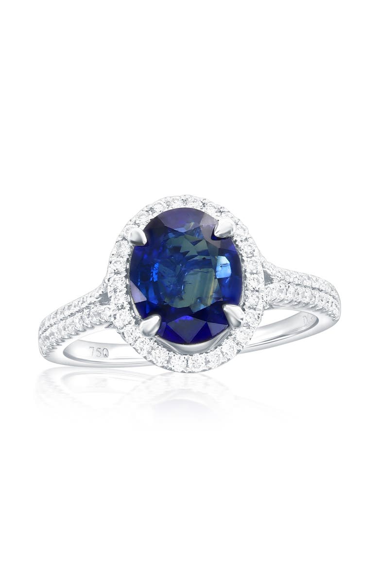14K White Gold 2.00ct Sapphire & 0.75cttw Diamond Ring, Main, color, Blue