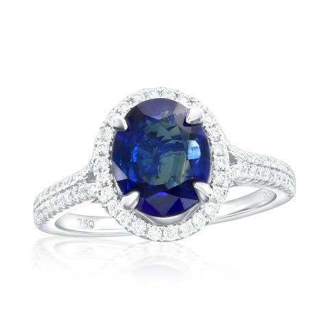 14K White Gold 2.00ct Sapphire & 0.75cttw Diamond Ring
