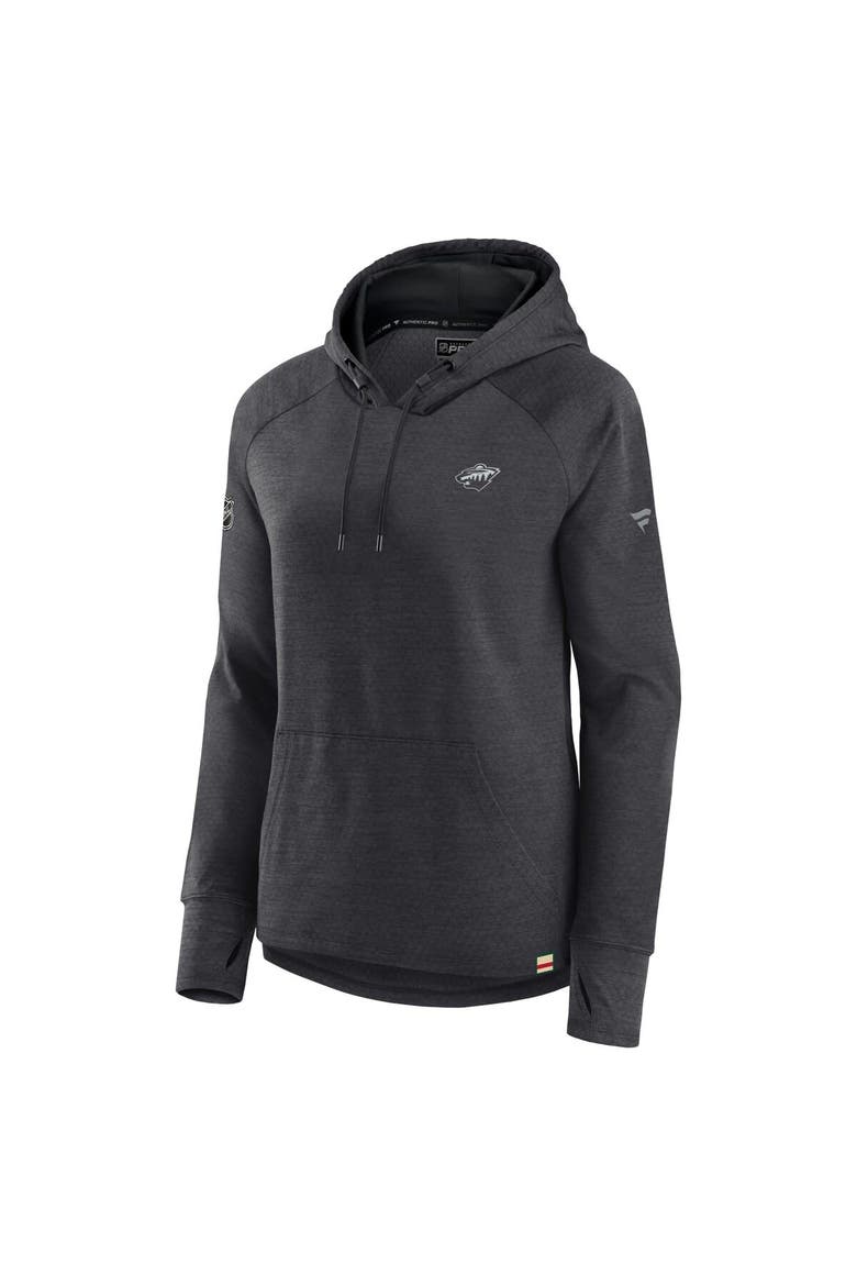 Women's Fanatics Branded  Heather Charcoal Minnesota Wild Authentic Pro Pullover Hoodie, Alternate, color, Heather Charcoal