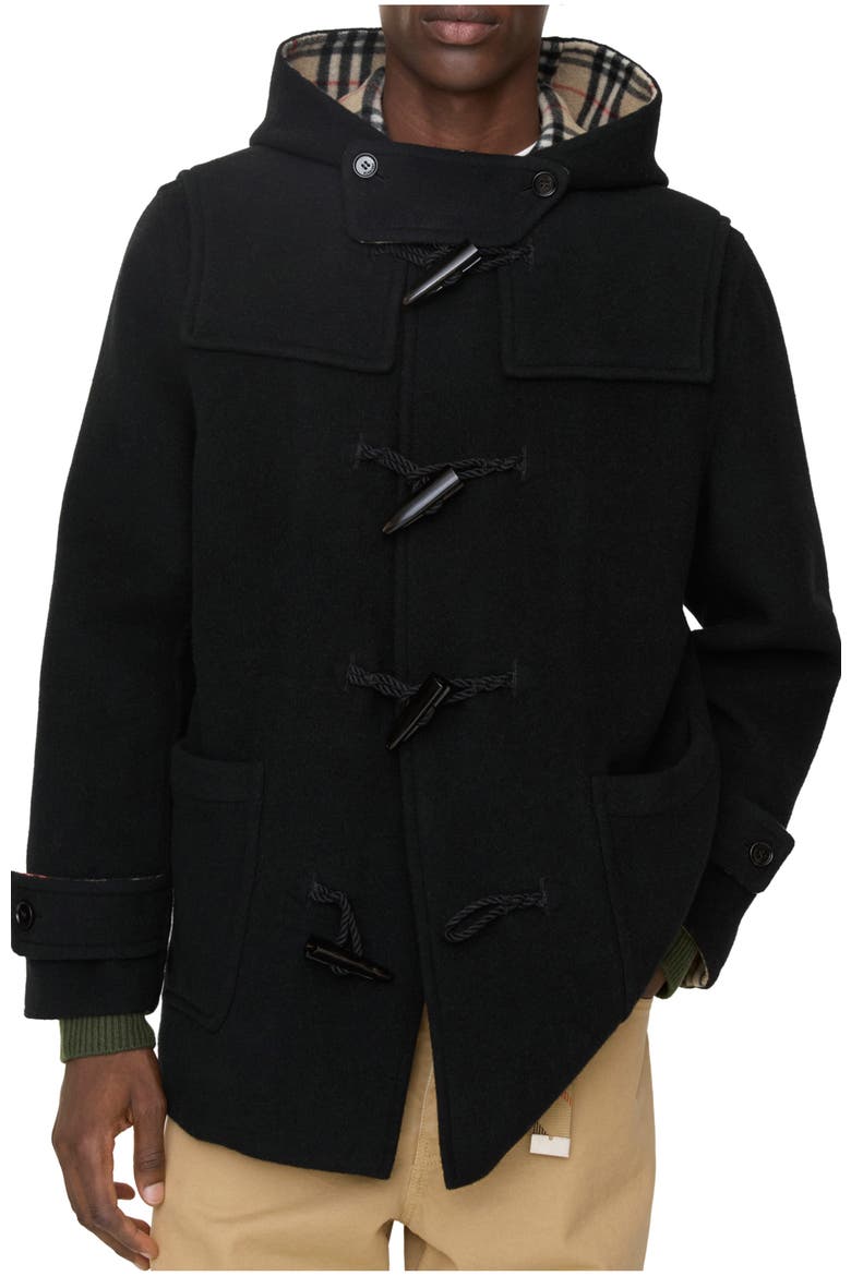 Short Wool Harrogate Duffle Coat, Main, color, Black