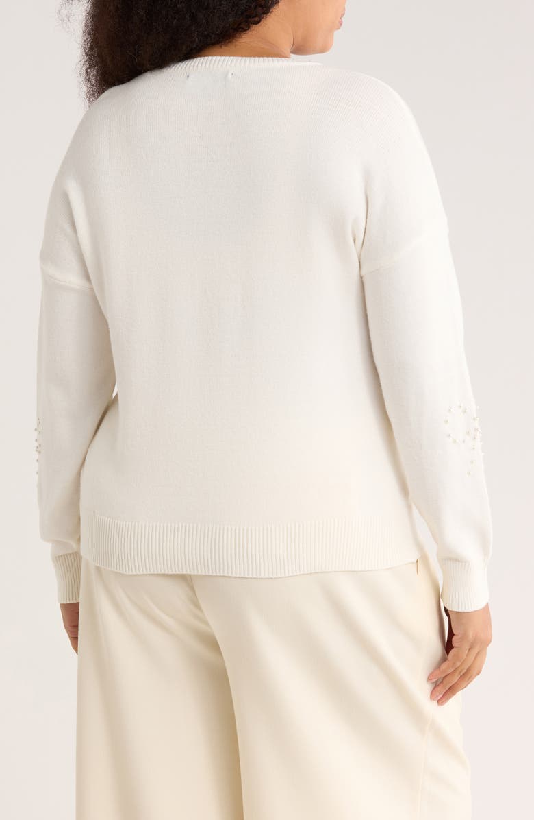 Joseph A Pearly Bows Pullover Sweater, Alternate, color, Egret