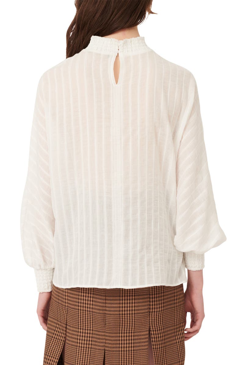 maje Lace Bib Long Sleeve Blouse, Alternate, color,