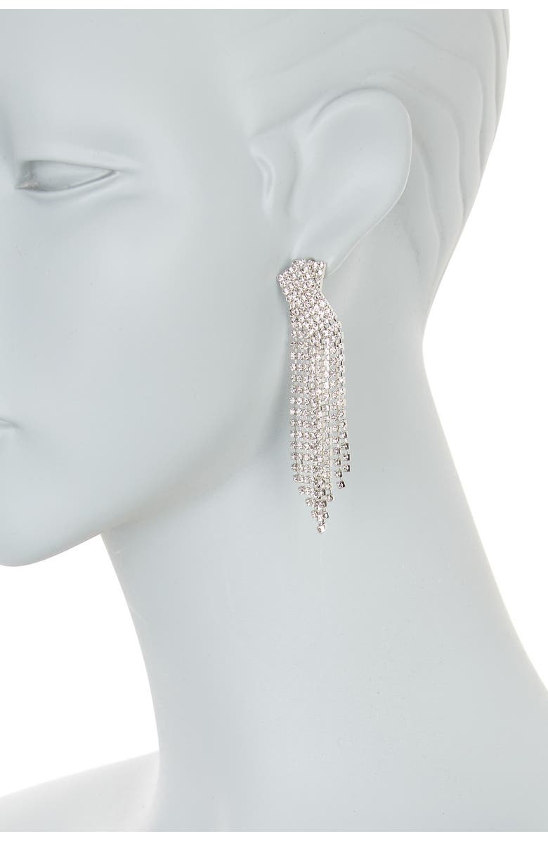 CRISTABELLE Rhinestone Criss-Cross Fringe Drop Earrings, Alternate, color, 