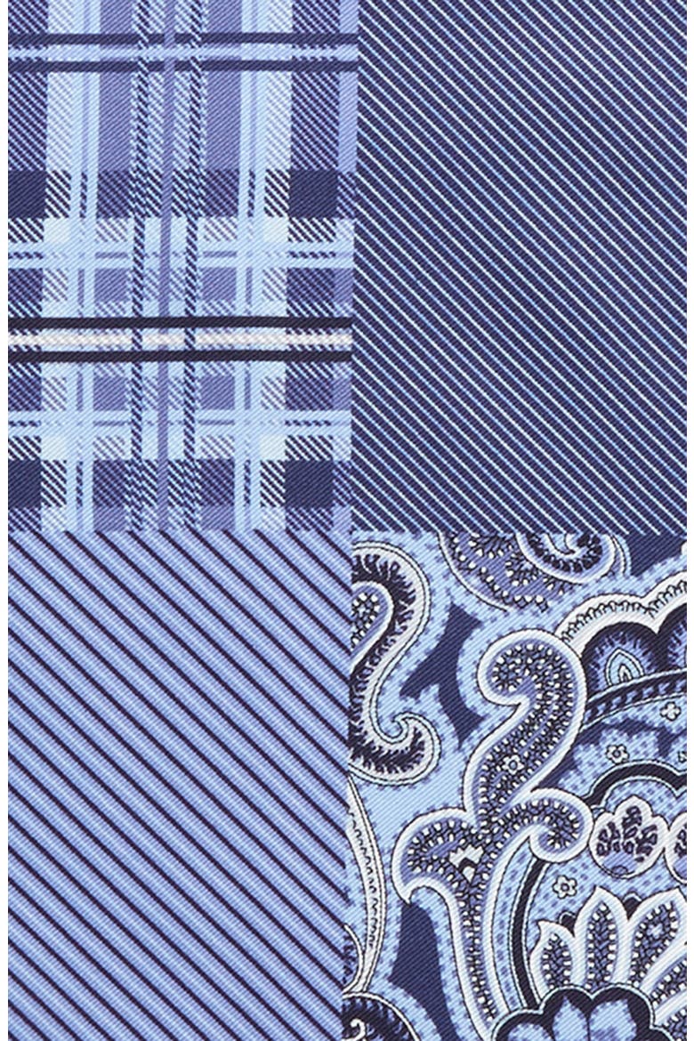 Men's Shop 'Three Panel' Silk Pocket Square, Alternate, color, NAVY