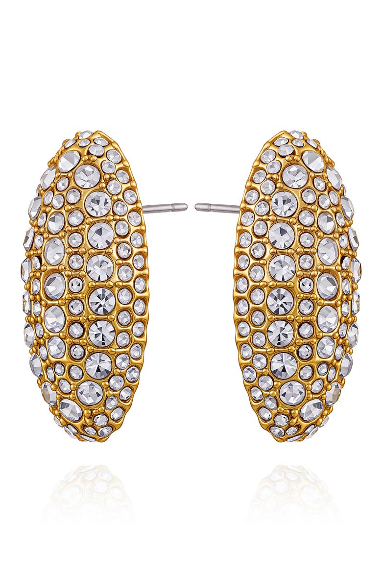 Pavé Oval Stud Earrings, Alternate, color, GOLDTONE