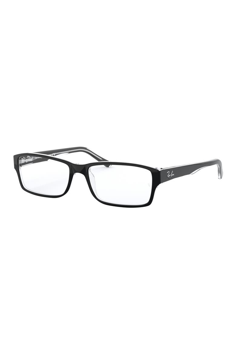 54mm Rectangular Blue Light Blocking Glasses, Alternate, color, BLACK