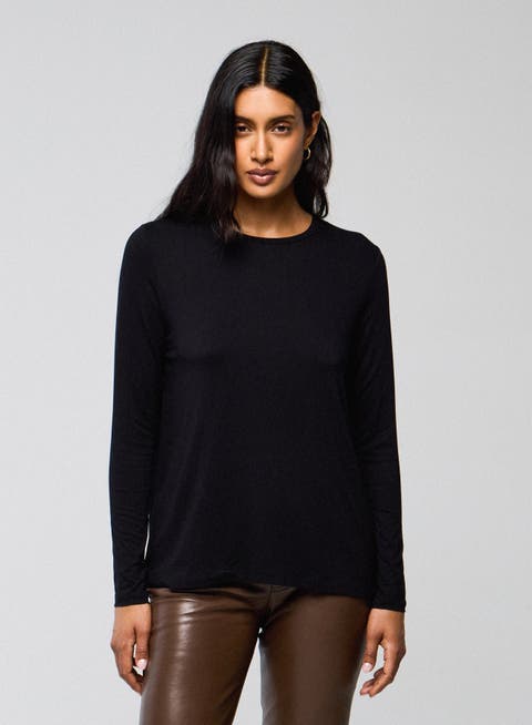 Soft Touch Long Sleeve Crewneck With Back Pleat