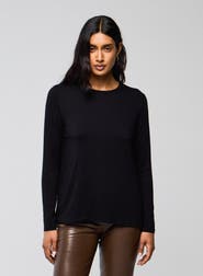 Majestic Filatures Soft Touch Long Sleeve Crewneck With Back Pleat