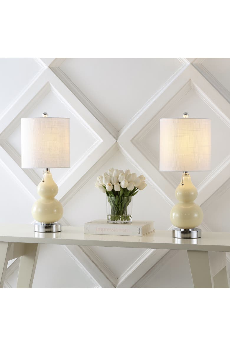 Cora 22" Classic Vintage Glass LED Table Lamp with USB Charging Port, Alternate, color, Cream