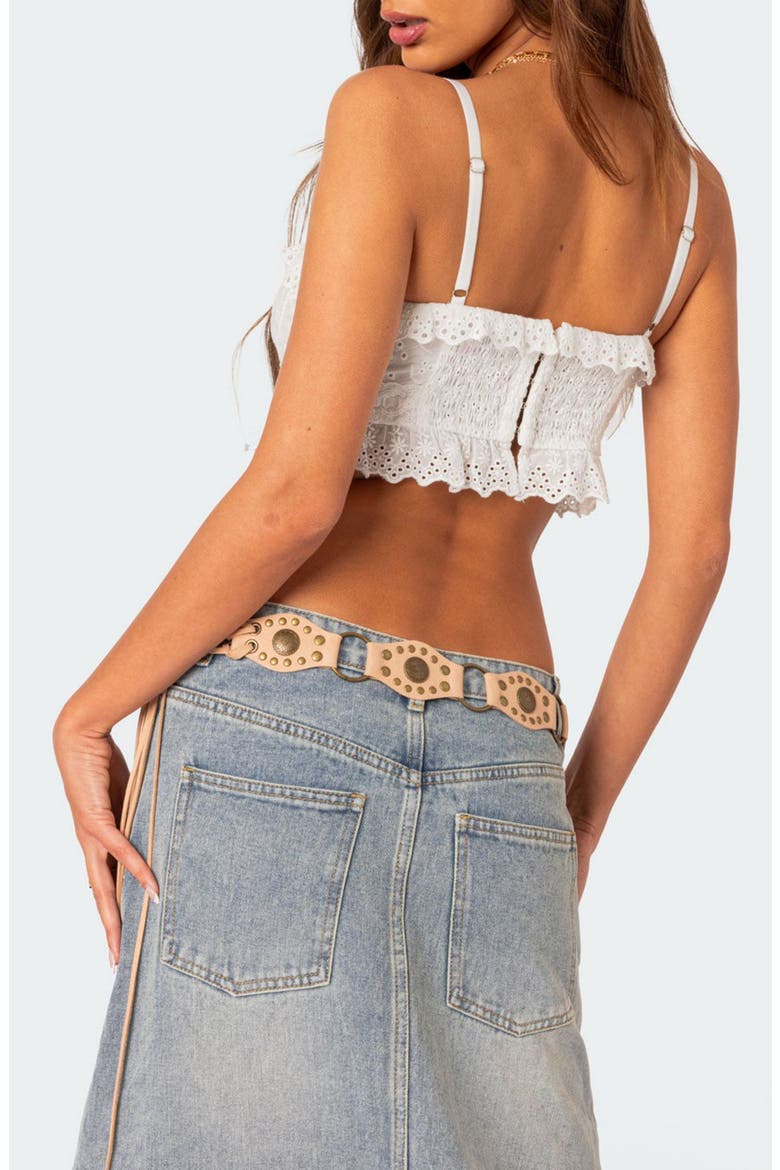 Mandy Eyelet Crop Cotton Camisole, Alternate, color, WHITE
