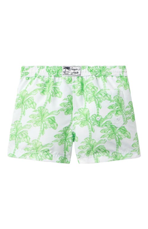Janie And Jack Boys Printed Swim Shorts In Green