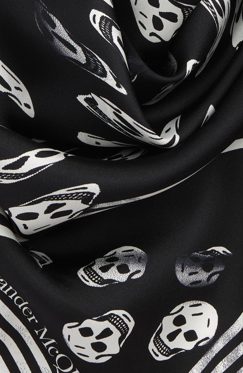 McQueen Vortex Skull Print Silk Scarf, Alternate, color, 