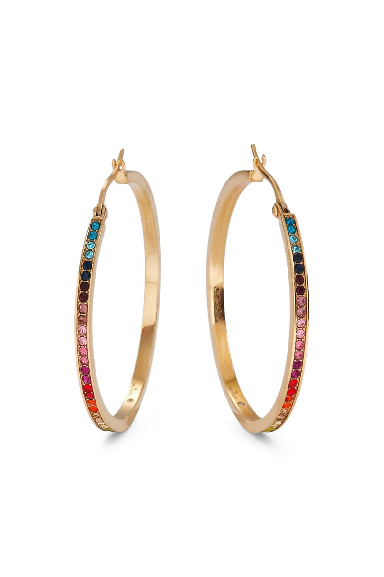 Rainbow Ombre Pave Hoop, Main, color, Rainbow Ombre