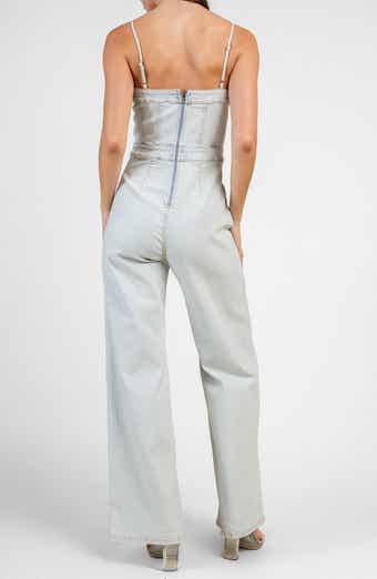 Square Neck Denim Jumpsuit