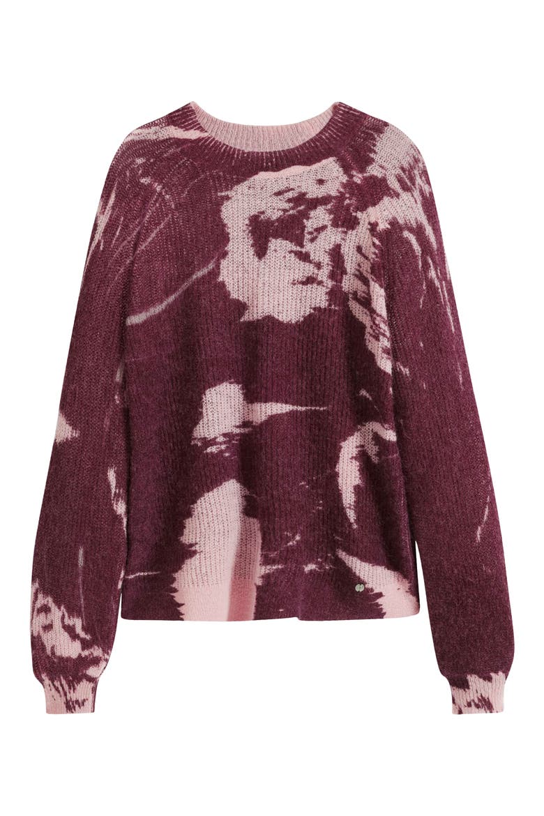 Abstract Print Crewneck Sweater, Alternate, color, DARK PURPLE