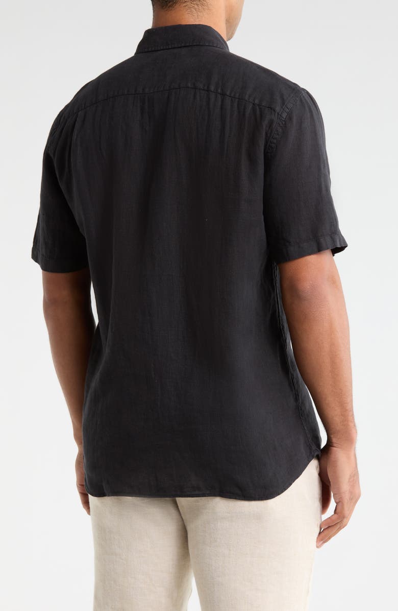 Faherty Laguna Short Sleeve Linen Button-Down Shirt, Alternate, color, Ridge Black