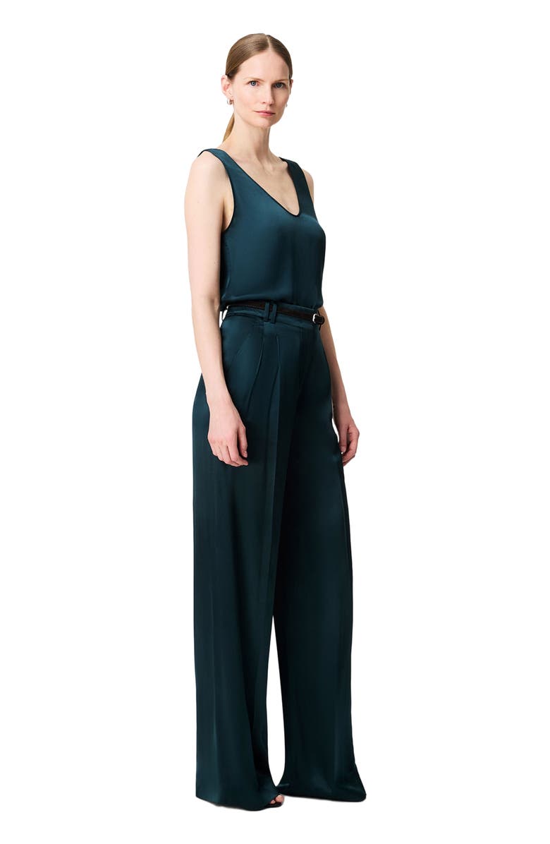 Another Tomorrow Satin Pleated Trouser, Alternate, color, Juniper
