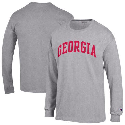 Men's Champion  Heather Gray Georgia Bulldogs Basic Arch Long Sleeve T-Shirt