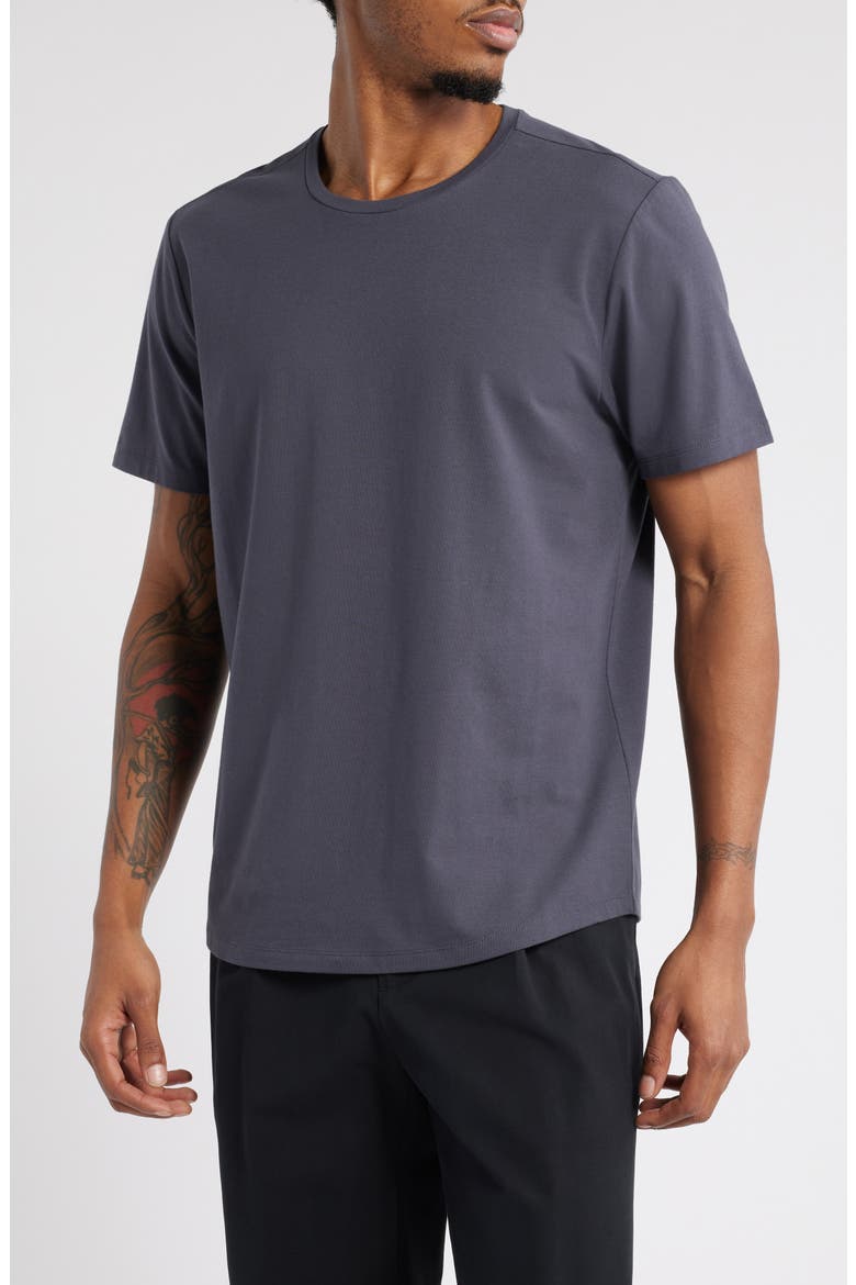 Crewneck Stretch Cotton T-Shirt, Main, color, GREY STONEHENGE