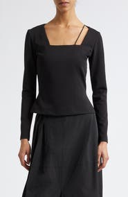ISRAELLA KOBLA Val Asymmetric Strap Square Neck Top