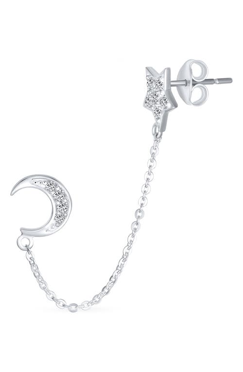 Bling Jewelry Moon & Star Helix Chain Earring Set In Metallic