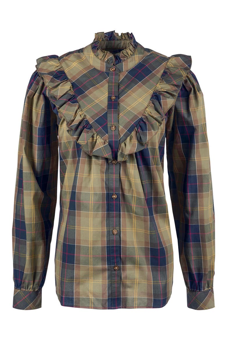 Holwick Plaid Ruffle Cotton Blouse, Alternate, color, CLASSIC TARTAN