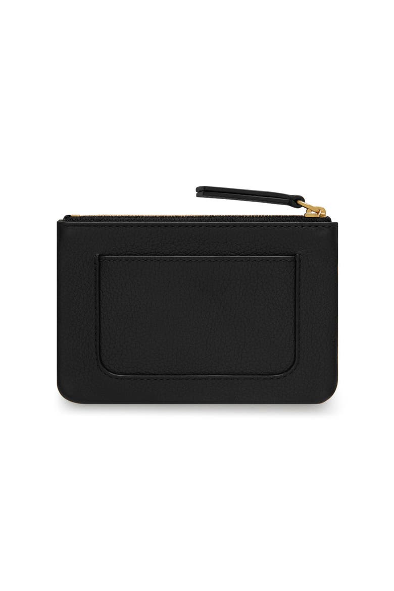 Plaque Small Leather Zip Coin Pouch, Alternate, color, Black