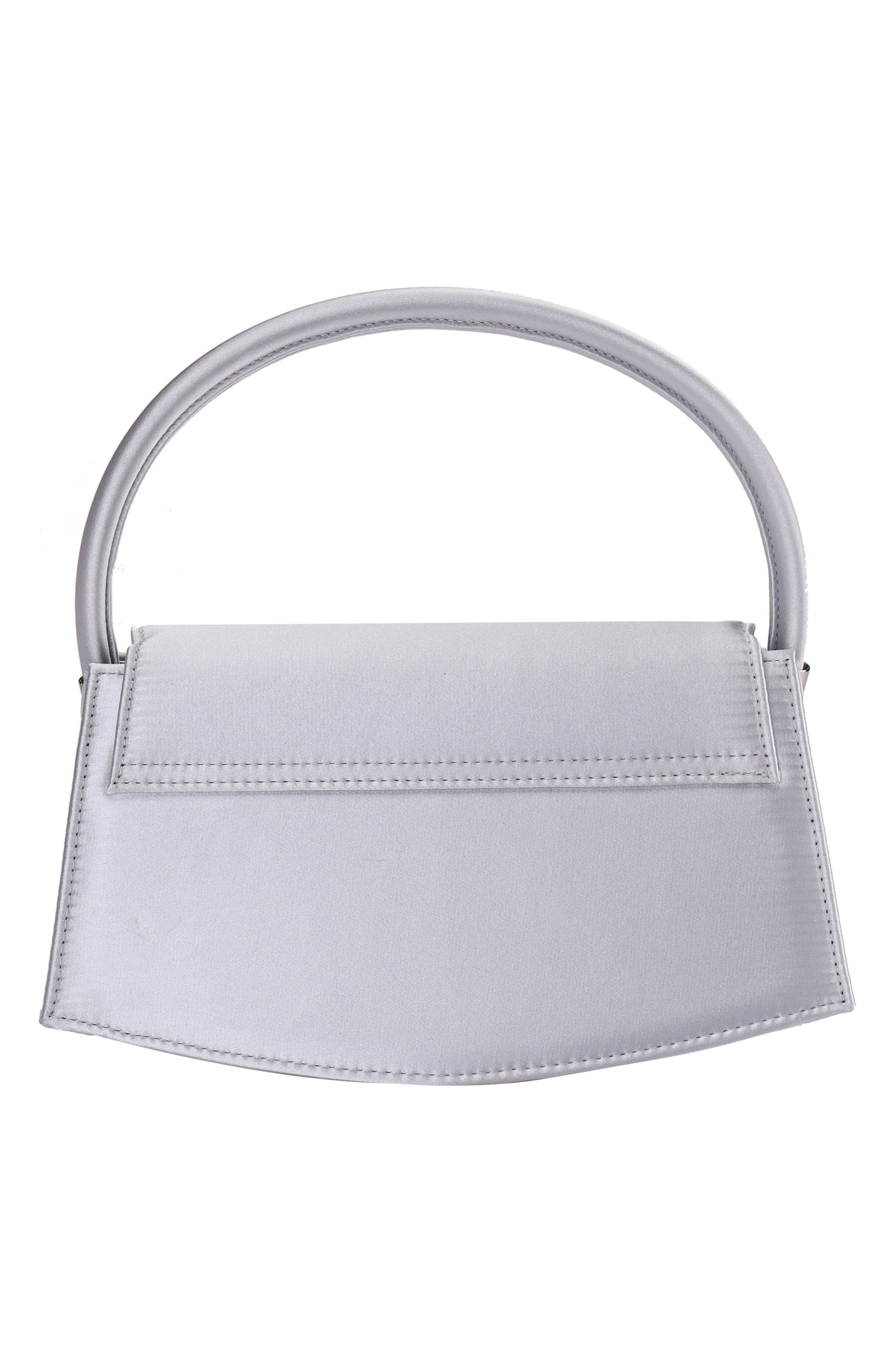 Fantasy Bow Satin Clutch, Alternate, color, SILVER