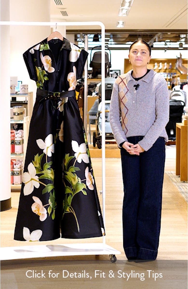 Belted Floral Mikado Shirtdress, sales video thumbnail