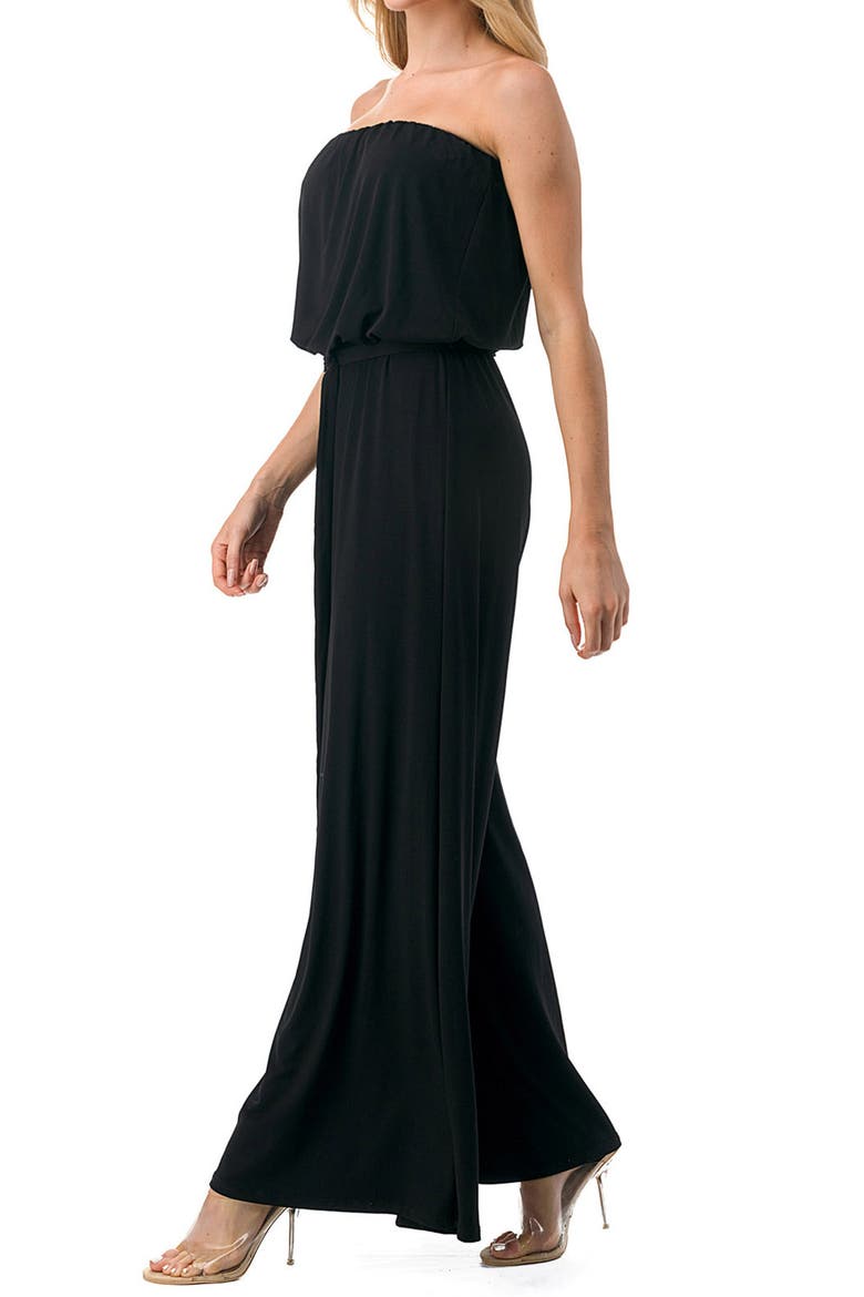 Strapless Wide Leg Jumpsuit, Alternate, color, BLACK