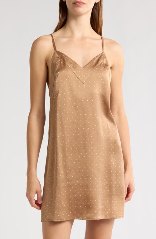 Nordstrom Sandwashed Silk Chemise In Tan Burro Dot
