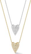 CHLOE AND MADISON Set of 2 Pavé Cubic Zirconia Heart Necklaces