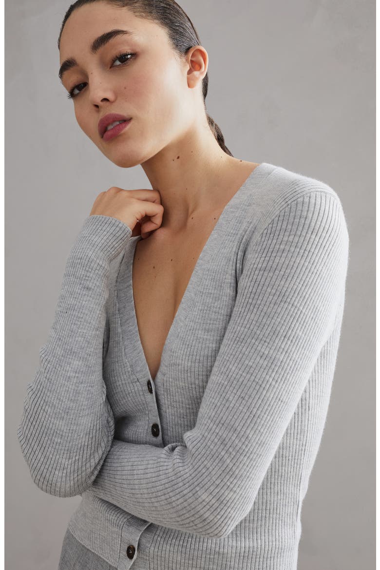 Rib knit cardigan, Alternate, color, Grey
