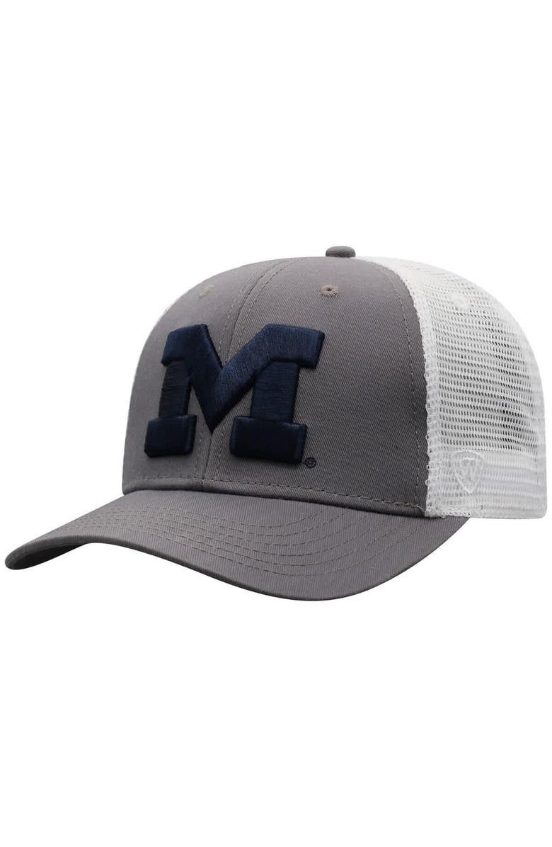 TOP OF THE WORLD Men's Top of the World Gray Michigan Wolverines Trucker Adjustable Hat, Main, color, Gray