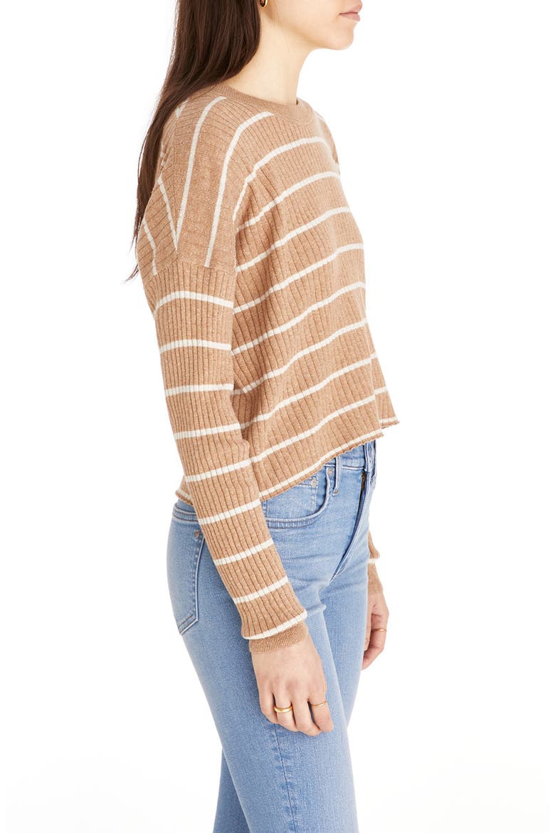 No Strings Attached Stripe Crewneck Sweater, Alternate, color, SILVER SAND