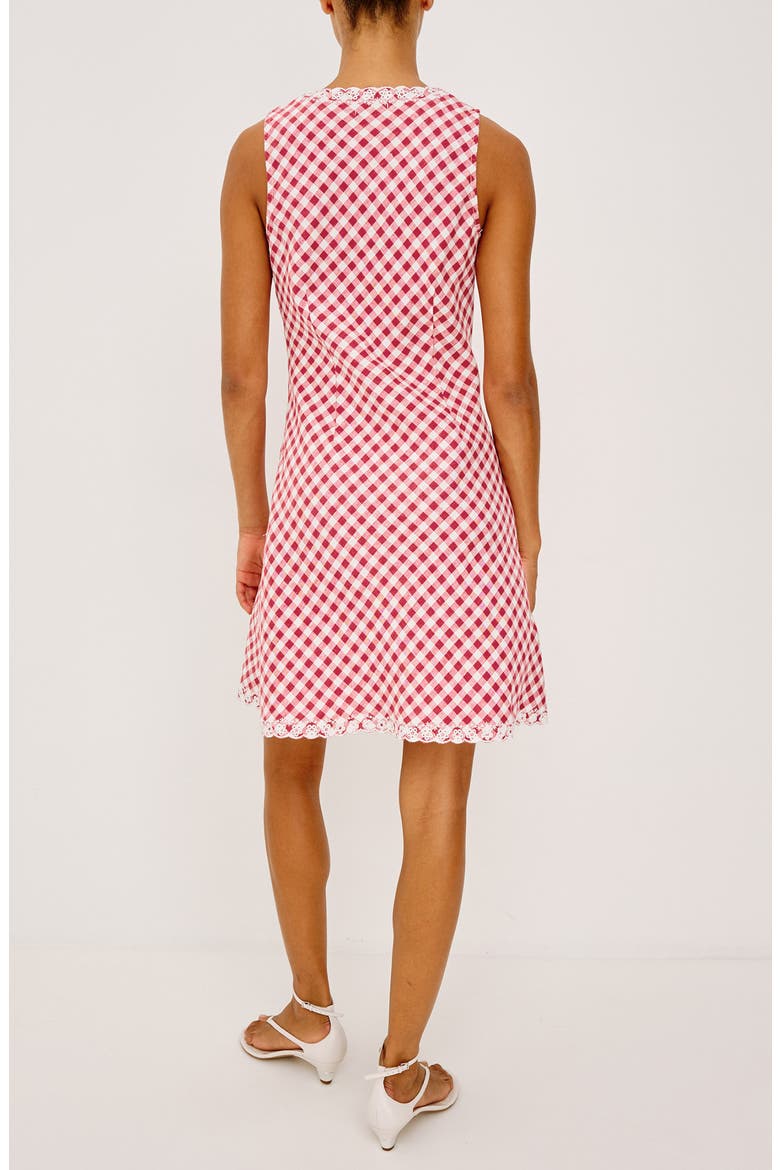 Bex Eyelet Embroidered Gingham Check Linen Dress, Alternate, color, PICNIC CHECK