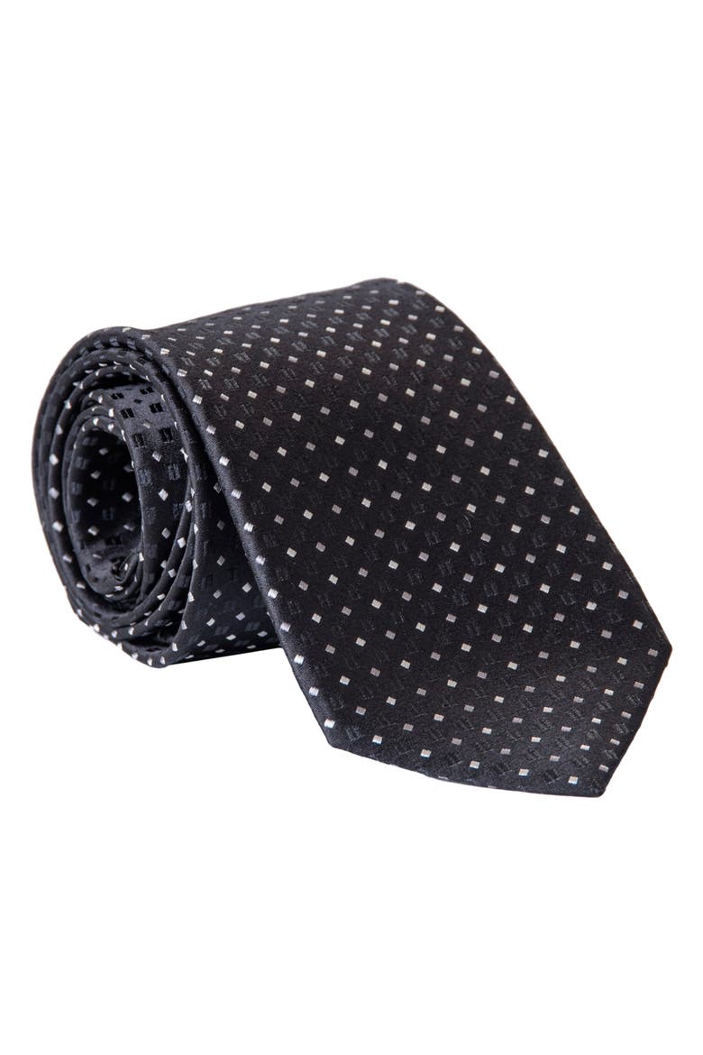 Barbera - Extra Long Silk Jacquard Tie for Men, Main, color, Black